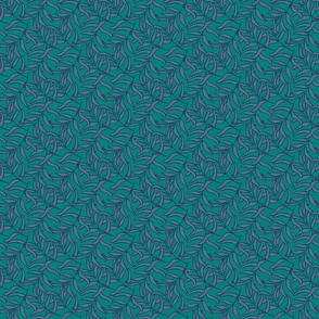 Small Scale Tossed Admiral Blue and Navy Seaweed on Sea Green