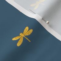 gold dragonfly on cadet blue 