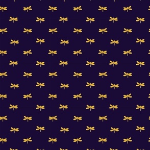 gold dragonfly on navy grape 