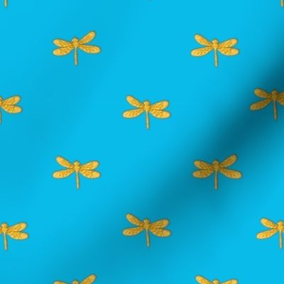 gold dragonfly on Sevres blue 