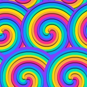3D Scalloped Rainbow Spirals