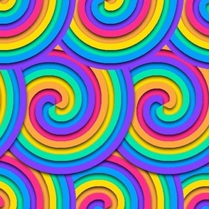 Embossed Scalloped Rainbow Spirals