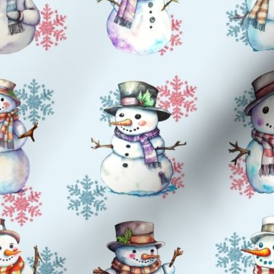 Adorable Snowmen in Scarves & Top Hats