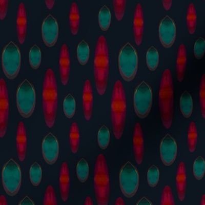 Modern Fall  Floral Drops Deep Plum and Teal