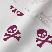 Halloween Skulls and Cross Bones Blue and Black, Halloween Fabric, Dark Red and White