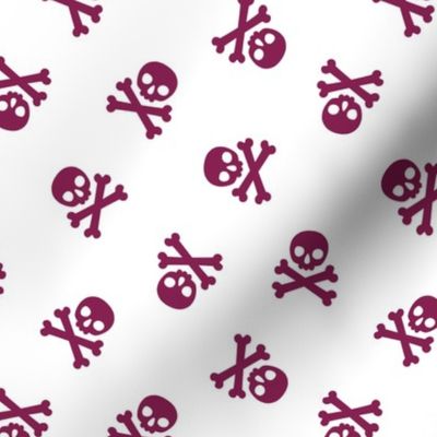 Halloween Skulls and Cross Bones Blue and Black, Halloween Fabric, Dark Red and White