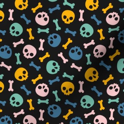 Halloween Skulls and Cross Bones Fun Colors, Halloween Fabric