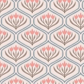 Small Bouquet Bunch Ogee Pattern in Pink Cloud