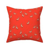 Holiday Reindeer on Cherry Red Background 