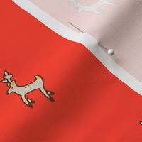 Holiday Reindeer on Cherry Red Background 