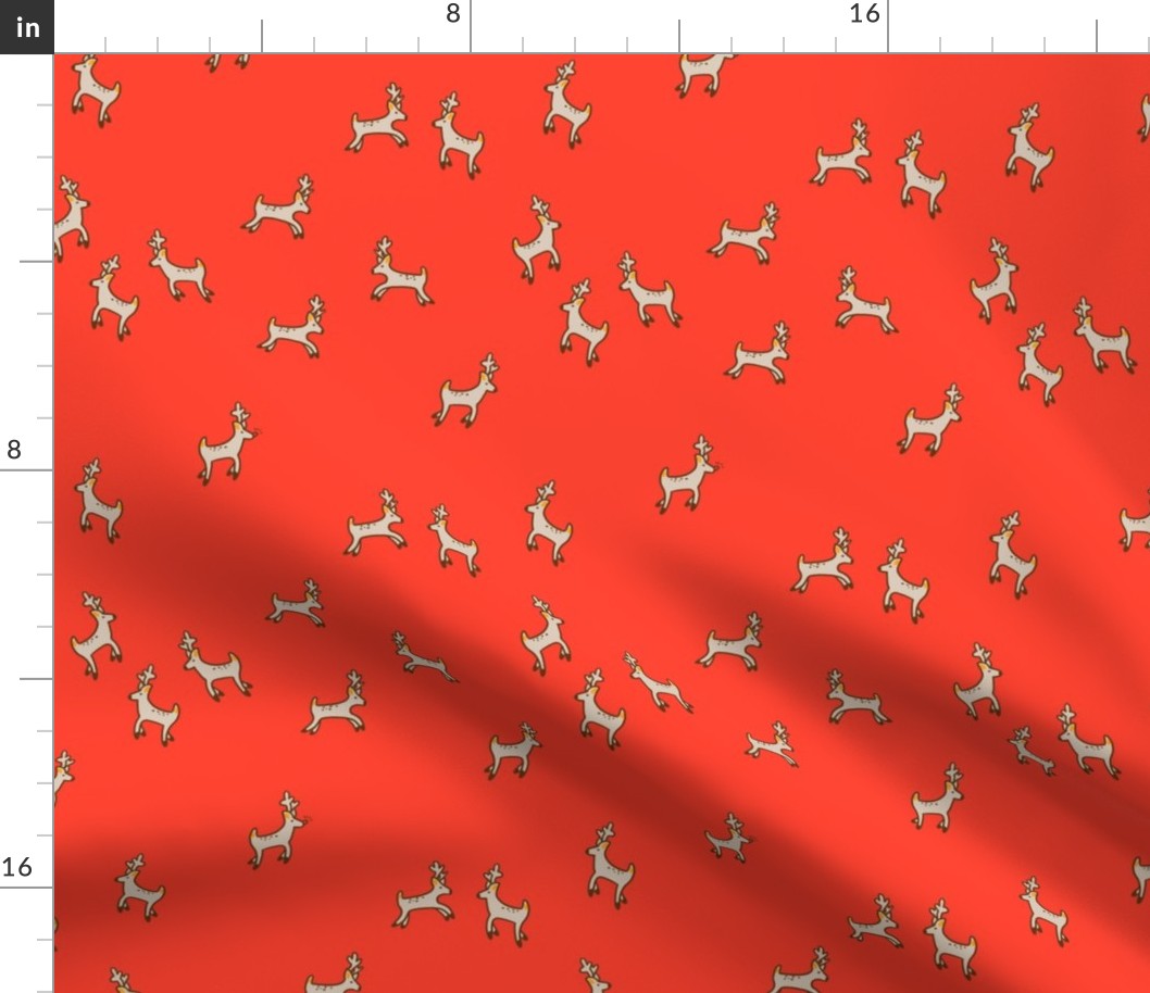 Holiday Reindeer on Cherry Red Background 