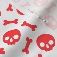 Halloween Skulls and Cross Bones Blue and Black, Halloween Fabric, Red and White