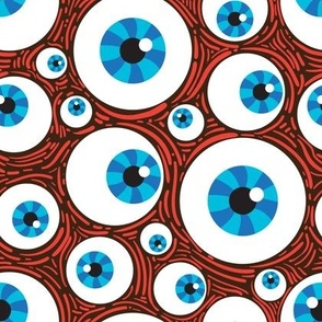 Halloween Eye Ball Pattern, Halloween Fabric, Blue EyeBalls