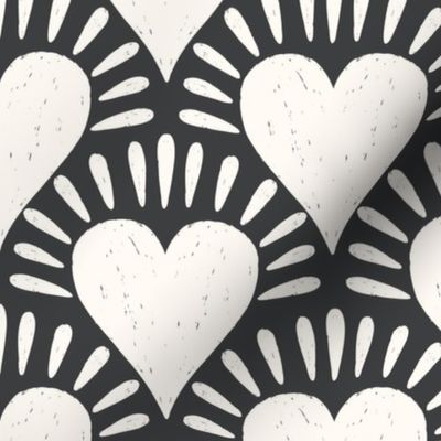 Valentine Love heart burst in onyx black  6x6