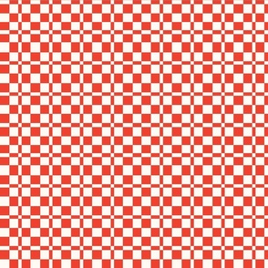 Modern Check Plain Pathways in Lipstick Red and white  9.5x8.2