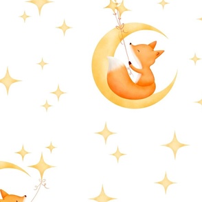 L - Cute watercolor moon foxes for baby nursery 