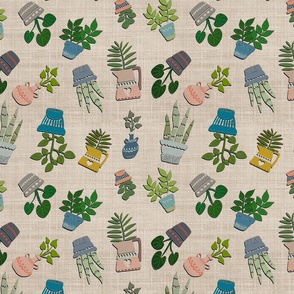 Houseplants on Burlap Ground - Large