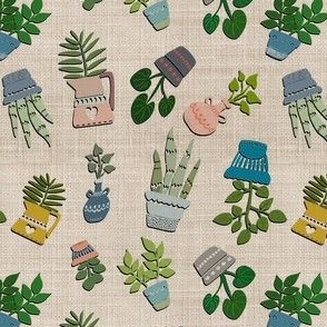 Houseplants on Burlap Ground Small