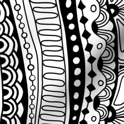 Black and White Monochrome Ethnic Tribal Style Seamless Pattern