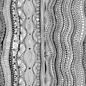 Black and White Monochrome Ethnic Tribal Style Seamless Pattern