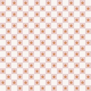pink and red preppy christmas - checker board and stars - cream_mini