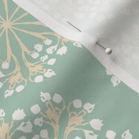 Stained glass effect flowers butter cream teal