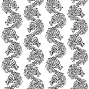 Black and White Line Art Dragon Head on White -  Small Scale