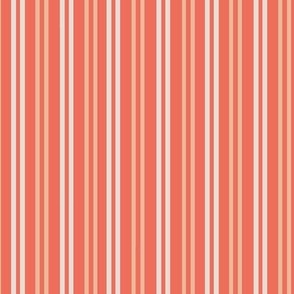 Coastal Stripe Double - Coral Orange, Salmon, "White Coffee"