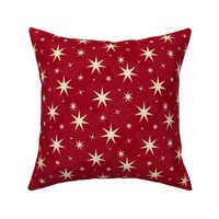 Holiday Stars | Bold Red Colour with Gold Stars | Small Scale | 8x8