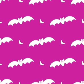Large Scale Halloween Bats White on Shocking Pink