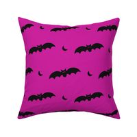 Large Scale Halloween Bats Black on Shocking Pink