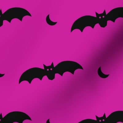 Large Scale Halloween Bats Black on Shocking Pink
