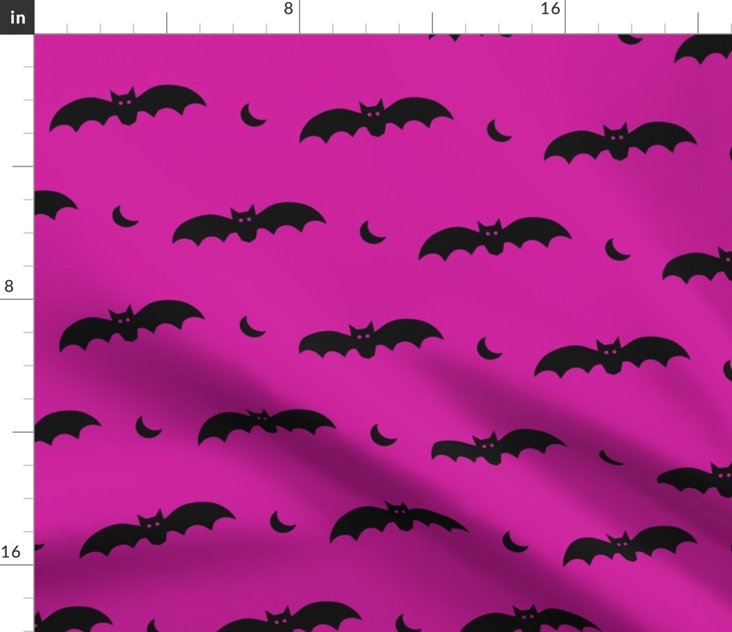 Large Scale Halloween Bats Black on Shocking Pink