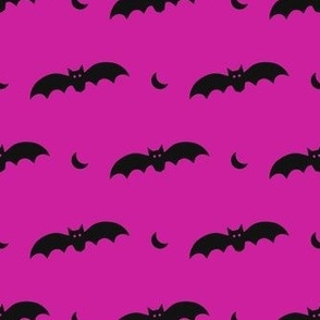 Medium Scale Halloween Bats Black on Shocking Pink
