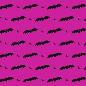 Small Scale Halloween Bats Black on Shocking Pink