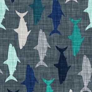 rotated 4" linen sharks // on 174-15 linen