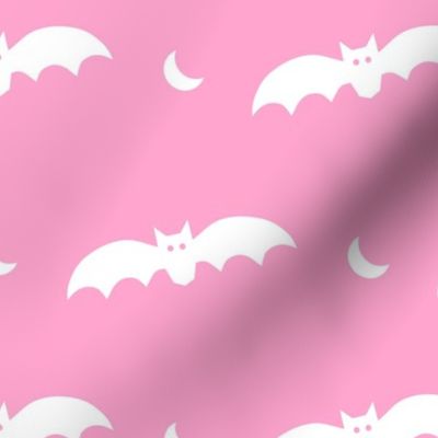 Large Scale Halloween Bats White on Pink
