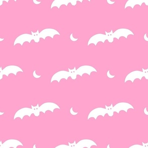 Large Scale Halloween Bats White on Pink