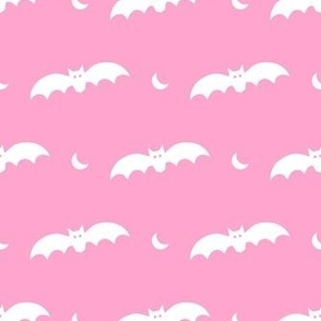 Medium Scale Halloween Bats White on Pink