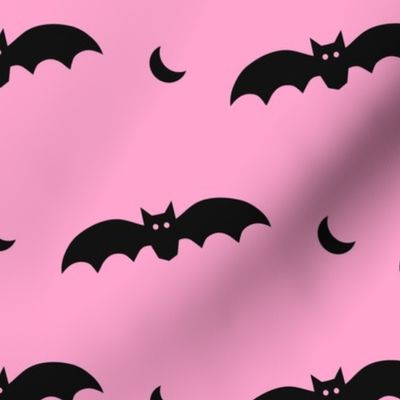 Large Scale Halloween Bats Black on Pink