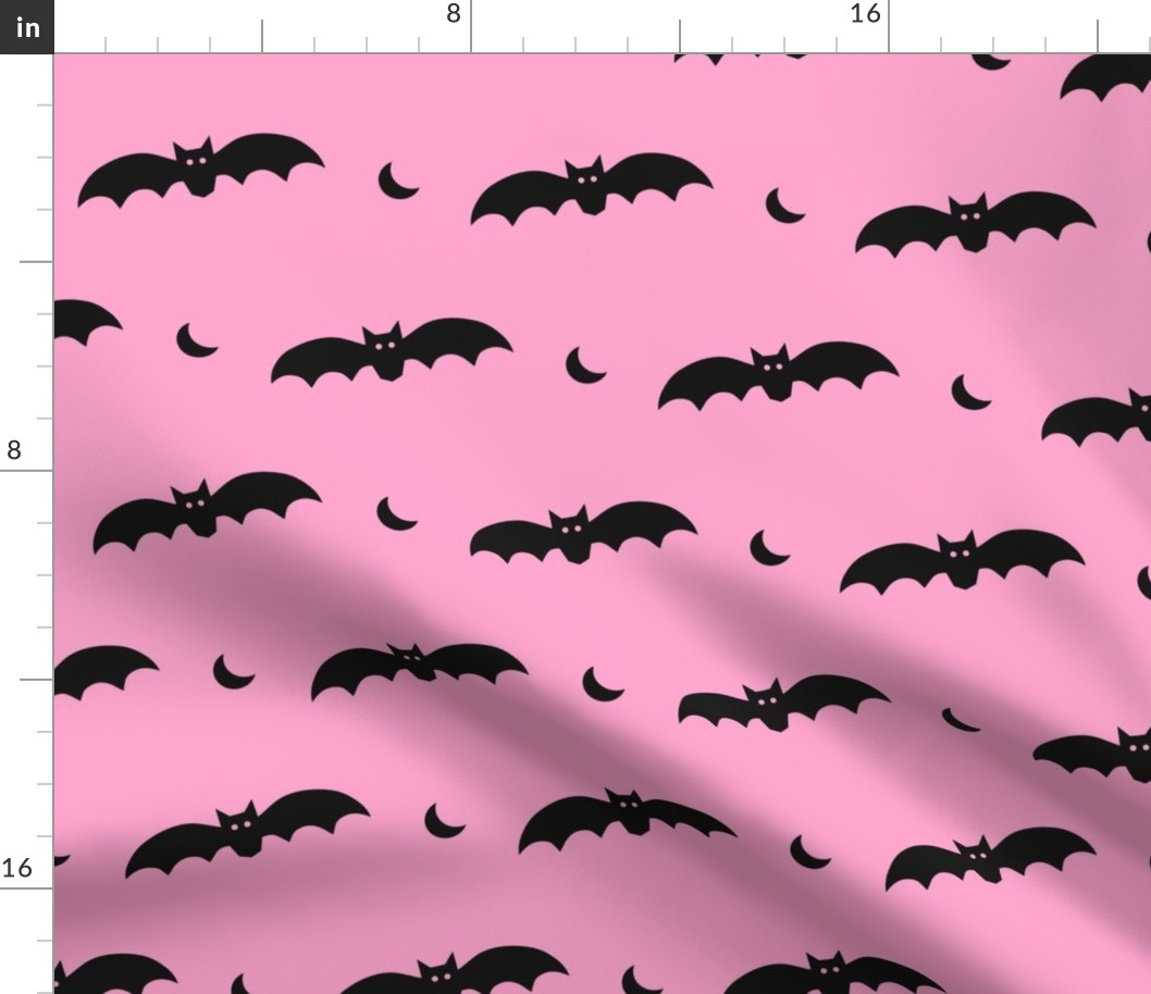 Large Scale Halloween Bats Black on Pink
