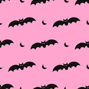 Medium Scale Halloween Bats Black on Pink