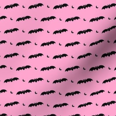 Small Scale Halloween Bats Black on Pink