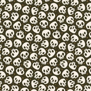 Spooky Cute Skulls | Md Darkest Olive 