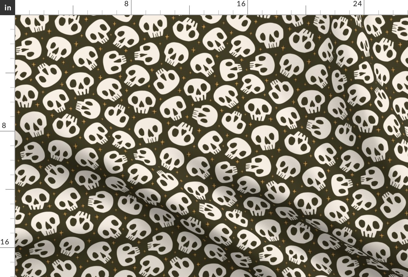 Spooky Cute Skulls | Md Darkest Olive 