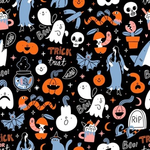Halloween pattern with black background