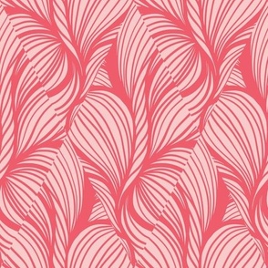 Pink Red Seamless Pattern Waves and Curls in Rhombus Shapes