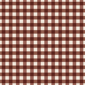 Gingham V5: Fall Thanksgiving V3 Checks Brown Ivory Earthy Natural Autumn - S