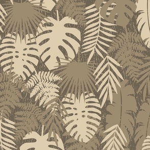 Tossed tropical leaves brown | large