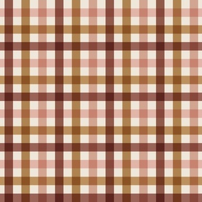 Gingham V1: Fall Thanksgiving V3 Checks Brown Earthy Natural Autumn - S